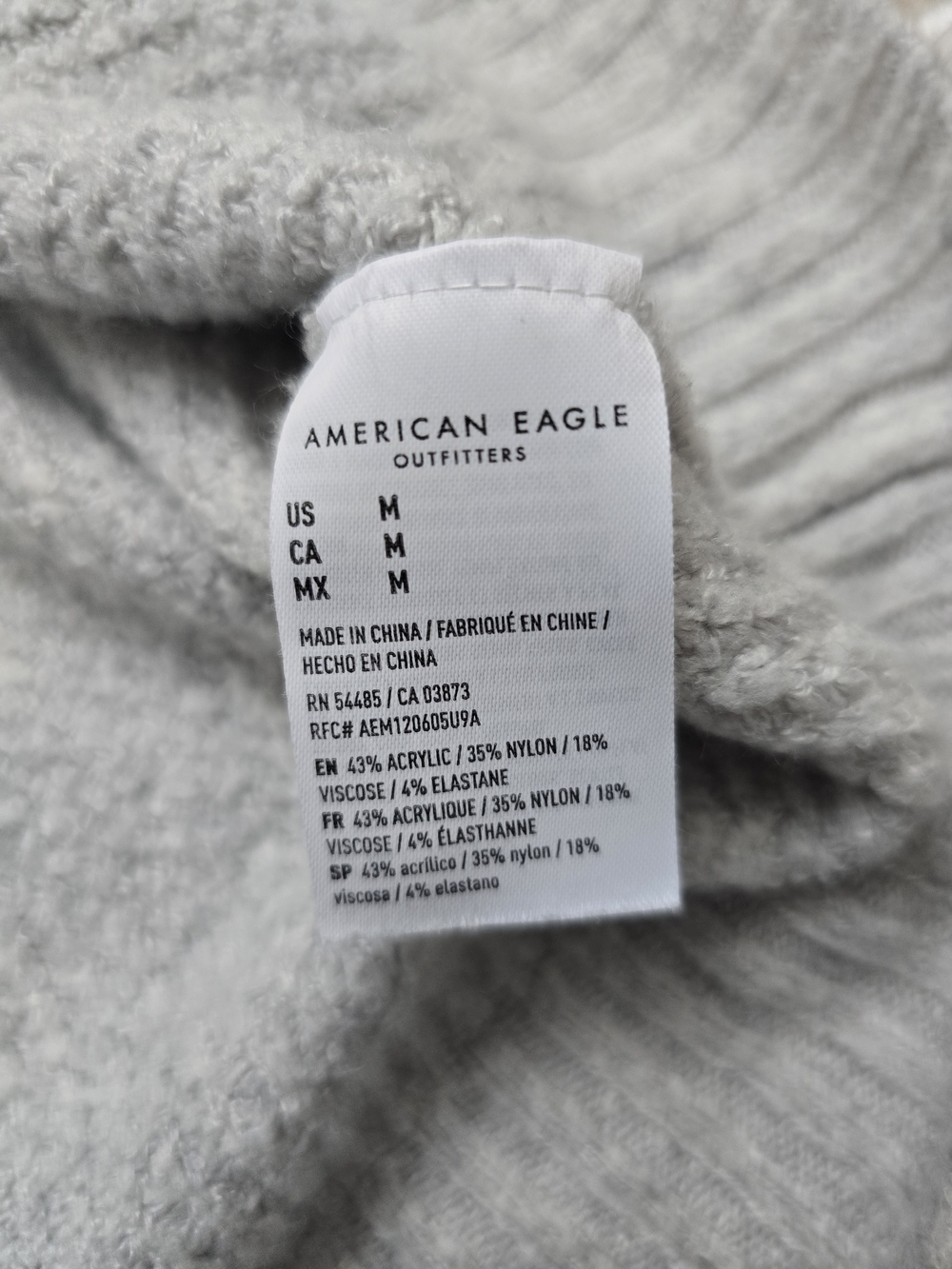 American Eagle Outfitters Light Gray V-Neck Waffle Knit Sweater Oversized M - Picture 6 of 9